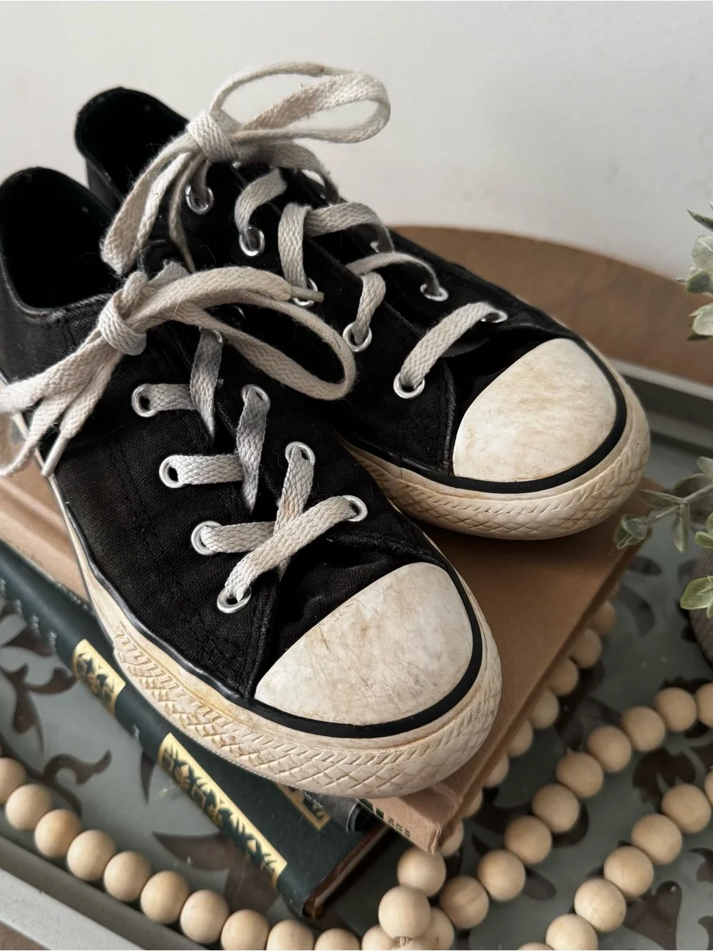Converse Black Low-Top Kids Sneakers with White Accents